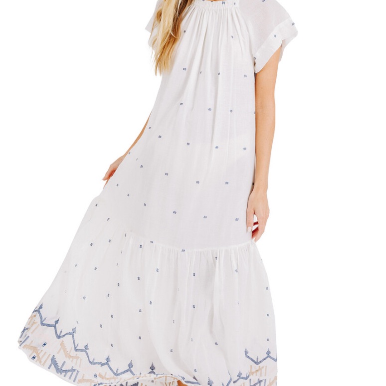 White Maxi Dress With Embroidered Details